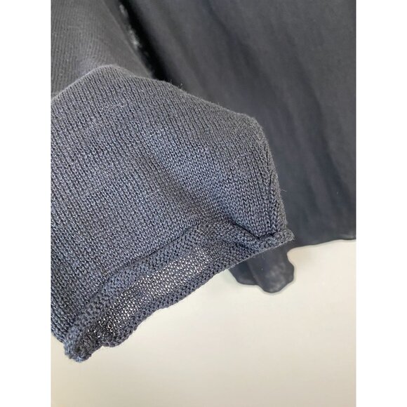 Eskandar Black Knit 100% Linen Knit Sweater One Size Medium Lagenlook Minimalist - Picture 11 of 16